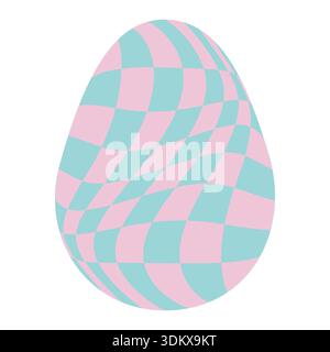Ostereier mit Retro-Groovigen Mustern im Stil der 60er-70er Jahre. Grooviger Hippie Happy Easter mit verzerrtem psychedelischen Design. Vektor Stock Vektor