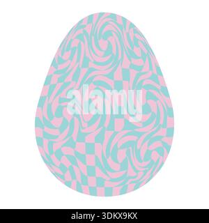 Ostereier mit Retro-Groovigen Mustern im Stil der 60er-70er Jahre. Grooviger Hippie Happy Easter mit verzerrtem psychedelischen Design. Vektor Stock Vektor