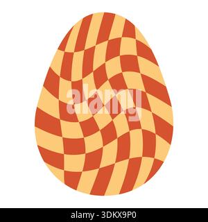 Ostereier mit Retro-Groovigen Mustern im Stil der 60er-70er Jahre. Grooviger Hippie Happy Easter mit verzerrtem psychedelischen Design. Vektor Stock Vektor