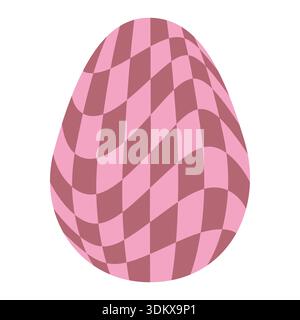 Ostereier mit Retro-Groovigen Mustern im Stil der 60er-70er Jahre. Grooviger Hippie Happy Easter mit verzerrtem psychedelischen Design. Vektor Stock Vektor