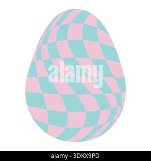 Ostereier mit Retro-Groovigen Mustern im Stil der 60er-70er Jahre. Grooviger Hippie Happy Easter mit verzerrtem psychedelischen Design. Vektor Stock Vektor