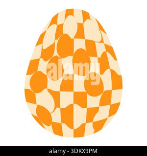 Ostereier mit Retro-Groovigen Mustern im Stil der 60er-70er Jahre. Grooviger Hippie Happy Easter mit verzerrtem psychedelischen Design. Vektor Stock Vektor