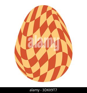 Ostereier mit Retro-Groovigen Mustern im Stil der 60er-70er Jahre. Grooviger Hippie Happy Easter mit verzerrtem psychedelischen Design. Vektor Stock Vektor