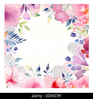 Zarter Rahmen mit rosa Blüten. Handgezeichnet. Nicht AI, Vektordarstellung Stock Vektor