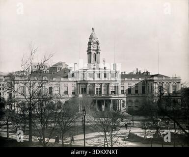 City Hall New York, amerikanisches Vintage-Foto aus dem 19. Jahrhundert Stockfoto