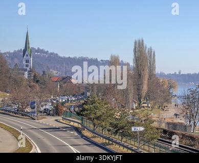 Sipplingen am Bodensee mit der Martinskirche Stockfoto