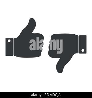 Daumen Sie nach oben und unten schwarze Symbol - social-media Stock Vektor