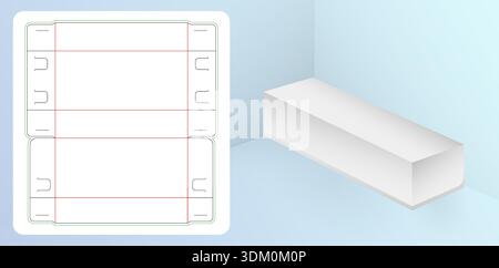 Verpackungsschablone ohne Klebstoff, flach gefaltetes Kartondesign geeignet für Produktverpackungen, Lebensmittelschachteln, Geschenkboxen und Einzelhandelsverpackungen Stock Vektor