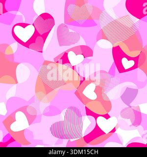 Nahtloser Hintergrund mit Herzen. Handgezeichnet. Nicht AI, Vektordarstellung. Stock Vektor