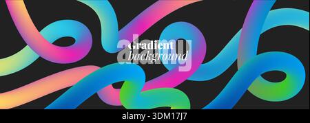 Abstrakte Wellenlinien erzeugen einen lebendigen Hintergrund mit Farbverlauf. Farbenfrohe Kurven durchziehen das Design und bilden ein dynamisches Muster, das perfekt für moderne Poster geeignet ist Stock Vektor
