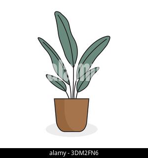 Topf Indoor Zimmerpflanze Vektor-Illustration für moderne minimalistische Wohnkultur und Naturkonzept Stock Vektor