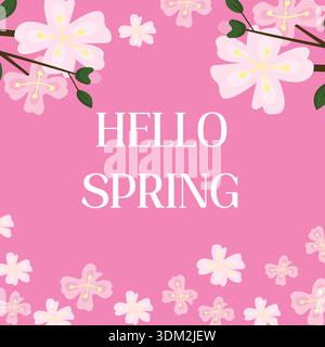 Helle Hello Frühlingsblume Illustration für saisonale Banner, Grüße, Poster Stock Vektor
