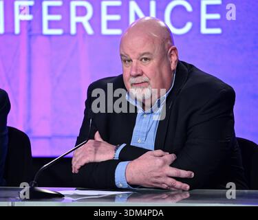 John Honeycutt, Vorsitzender der NASA Artemis II Mission Management Team, gibt Einzelheiten zu den Ergebnissen der Artemis II Nasskleid Probe während einer Pressekonferenz im Kennedy Space Center, Florida am Dienstag, den 3. Februar 2026. Foto: Joe Marino/UPI Credit: UPI/Alamy Live News Stockfoto