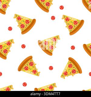 Nahtloses Pizza Slice-Muster Mit Peperoni Stock Vektor
