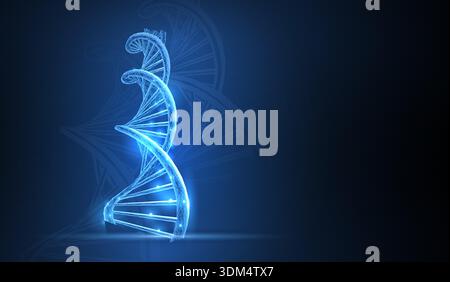 DNA. Abstrakte 3d polygonale Drahtmodell-dna-Molekül-Spirale auf weißem Hintergrund. Stock Vektor