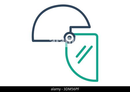 Symbol Gesichtsschutz. Liniensymbolstil. Symbol für Arbeitssicherheit. Vektorillustration für Arbeitsschutzelemente Stock Vektor