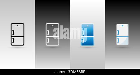 Kühlschranksymbol flaches Design-Konzept für Webschnittstelle, Küchengeräte-App, Smart Home-Benutzeroberfläche, Küchengeräte-UI, Haushaltsgeräte Stock Vektor