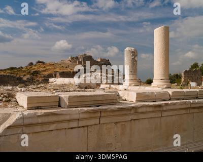 Die Antike Stadt Tlos. Kronos Tempel. Wichtiges Siedlungsgebiet der historischen lykischen Stadt. Fethiye, Provinz Mugla, Türkiye Stockfoto