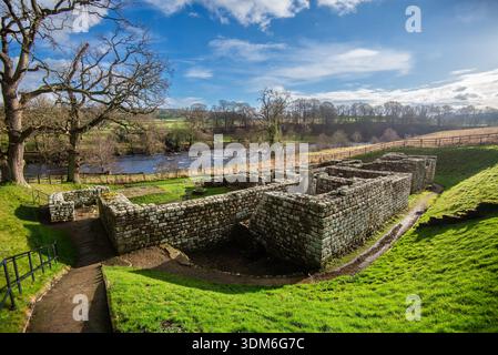 Das Badehaus im Chesters Roman Fort an der Hadriansmauer, Northumberland, England, Großbritannien Stockfoto