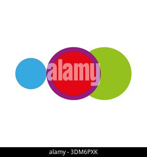 Überlappender Kreisvektor. Helle runde Form. Abstrakte Blasenkunst. Buntes Kugelelement. Stock Vektor