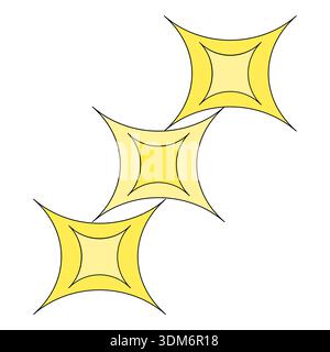 Brillante leuchtende Funkeln. Außergewöhnliche Sterne Vektor. Glitzernde goldene Symbole. Herrliche schillernde Verzierungen. Stock Vektor