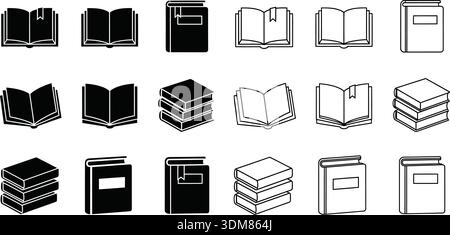 Bildungs- und Buchsymbole Illustrationssammlung Stock Vektor