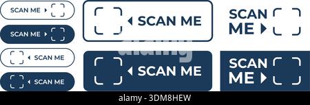 qr-Code-Symbolgruppe scannen. Scan-Me-Frame. Blaue PNG-Schaltflächen auf transparentem Hintergrund. Vektorabbildung Stock Vektor