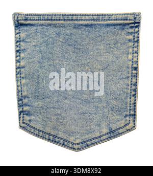 Lässige Jeans-Gesäßtasche mit sichtbaren Nähten, isoliert auf transparentem Hintergrund Stockfoto
