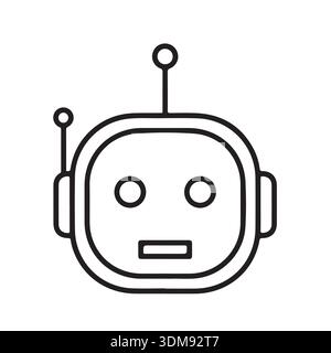 Minimalistisches KI-Chatbot-Head-Symbol für Virtual Assistant und Customer Support Interface Design Stock Vektor