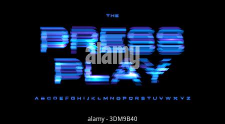 Drücken Sie Play Digital Noice Schriftart Logo Alphabet Vektor Glitch Buchstaben Set Moderne Typografie, kreatives Typografie Design für Play Taste, Spiel UI Überschrift Stock Vektor