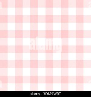 Nahtloses Muster aus handgezeichnetem hellrotem kariertem Stoff in Aquarellfarben. Klassisches Vichy-Karomuster für Picknick, Küche und Babydesign. Stockfoto