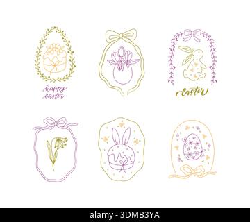 Happy Easter Hand gezeichnet Wimsy Set Stock Vektor