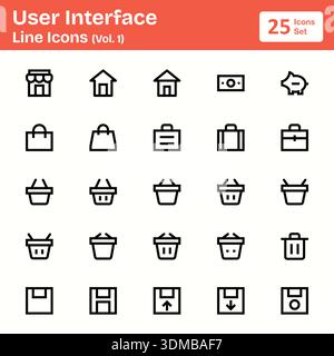 Zeilensymbole Der Benutzeroberfläche (Vol. Stock Vektor