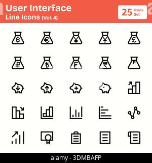 Zeilensymbole Der Benutzeroberfläche (Band 4) Stock Vektor