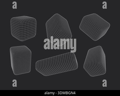 Satz von 3D-Drahtmodellwürfeln Stock Vektor