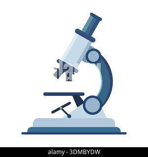 Labormikroskop-Illustration isoliert auf weißem Hintergrund, Wissenschaft Forschung und medizinische Bildung Vektor-Symbol Stock Vektor
