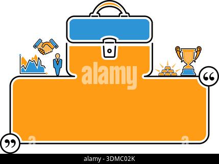 Geschäftsprozesskonzept mit Thin Lines Color Web-Symbolsatz und flachen Elementen für Flyer, Poster, Websites wie Finanzen, Strategie, Erfolg, Trophäe, Han Stock Vektor