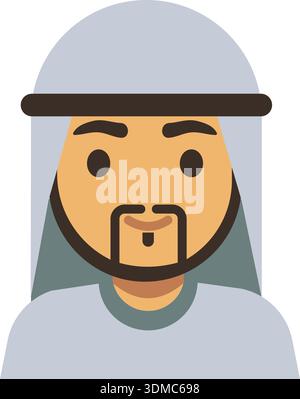 Ein Cartoon-Mann mit Bart und Turban auf dem Kopf Stock Vektor