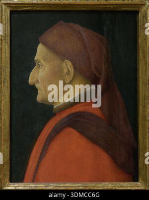 Porträt eines Mannes (Ritratto maschile) von Andrea Mantegna, Museo Poldi Pezzoli, Mailand, Italien. Profilgemälde eines Adligen, italienische Renaissance tempe Stockfoto