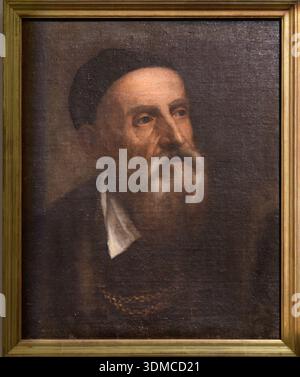 Selbstporträt nach Tizian (Tiziano Vecellio), Pinacoteca Ambrosiana, Mailand. Stockfoto