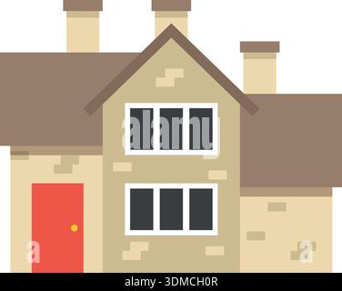 Ein Haus mit einer roten Tür und einem roten Dach Stock Vektor