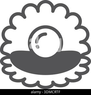 Eine schwarz-weiße Zeichnung einer Perle mit einer Blume im Hintergrund Stock Vektor