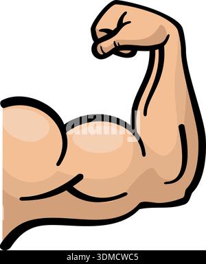 Eine Zeichentrickzeichnung eines Mannes Arm mit einem Muskel Stock Vektor