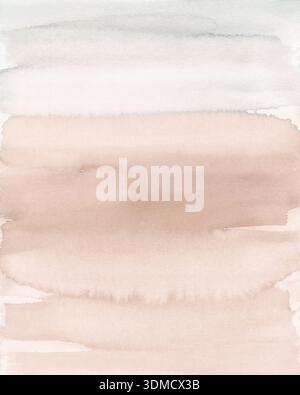 Sanfte neutrale abstrakte Aquarelllandschaft mit rötlichen und braunen Tönen, minimalistisch strukturierter Hintergrund für die Inneneinrichtung Stockfoto