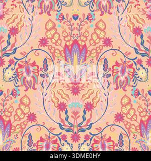Barockes Ornament-Muster Mit Blumenmedaillon Stock Vektor