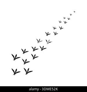Vogelfußabdrücke Trail Silhouette Vektor Stock Vektor