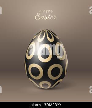 Goldenes Osterei auf braunem Hintergrund. Eine minimalistische Grußkarte, ein Element für Ihr Design. Stock Vektor