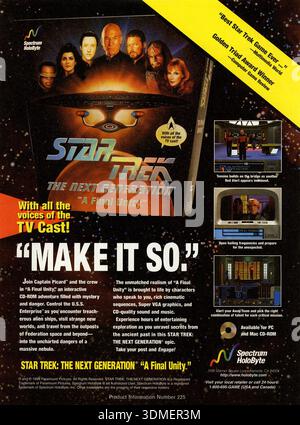 1995 Star Trek: The Next Generation – Werbespot „A Final Unity“, „With all the Voices of TV Cast“ Stockfoto