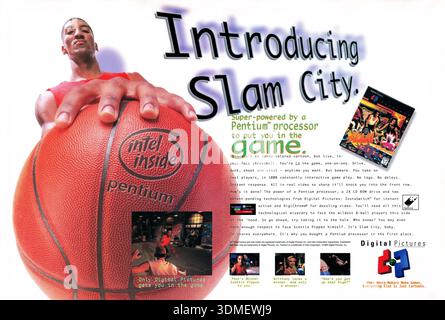 1994 Full-Motion-Video-fmv pc-Spiel Slam City mit Scottie Pippen Werbespot Stockfoto