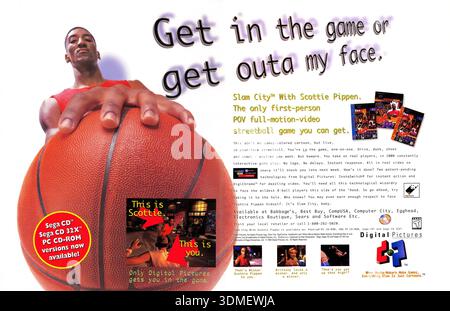 1994 Full-Motion-Video-fmv pc-Spiel Slam City mit Scottie Pippen Werbespot Stockfoto